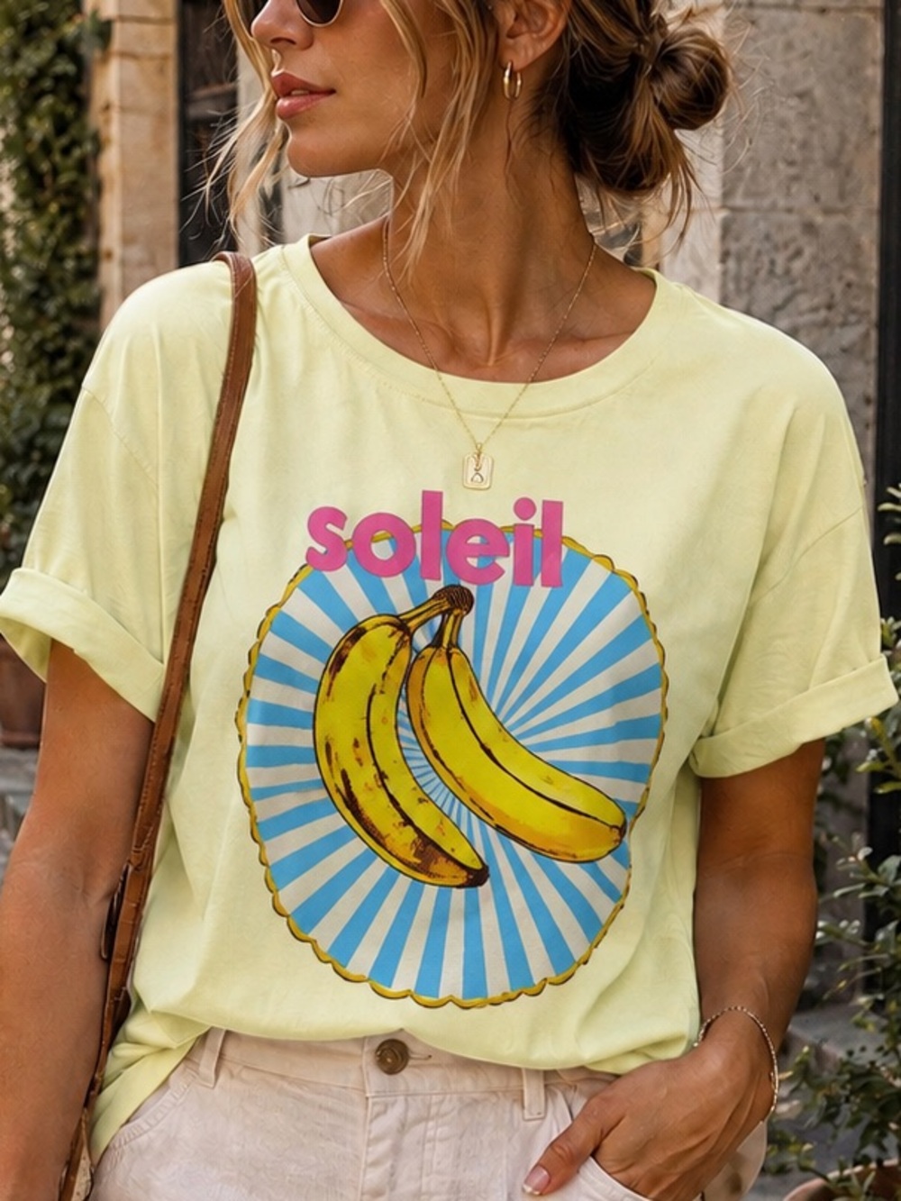 Skies Are Blue Banana Graphic Tee 1X NWT 100% Cotton